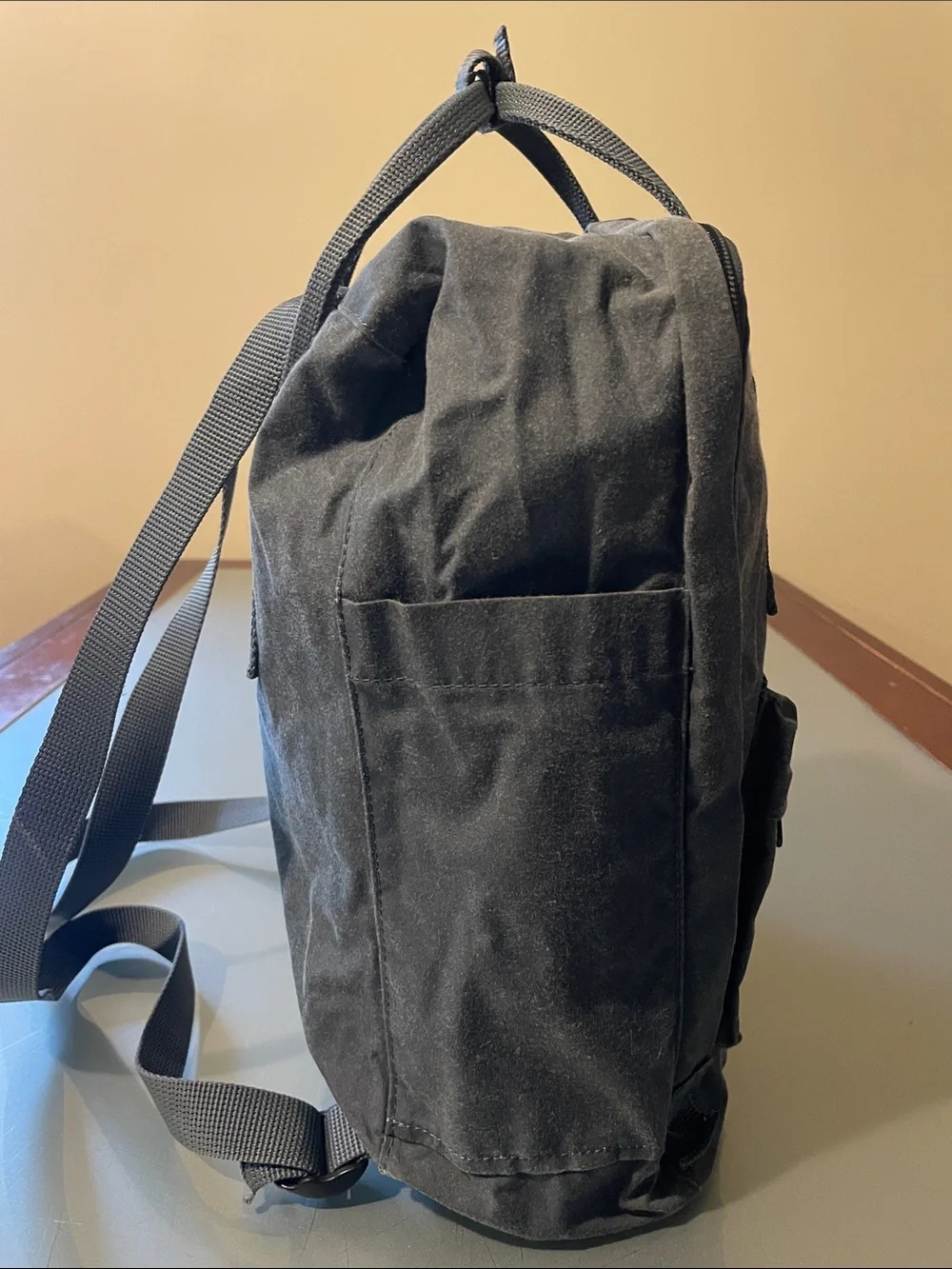Fjallraven Kanken Backpack in Navy with Red Logo